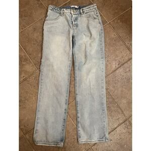 Adika S Light Washed Blue Denim Jeans Boyfriend Jeans Straight Leg Button Fly